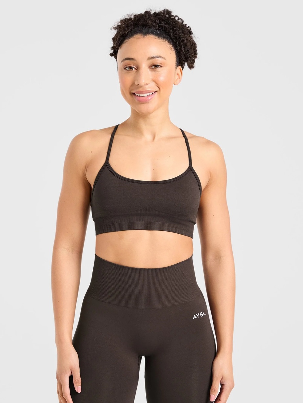 NWOT AYBL Empower Seamless Sports Bra Espresso Brown Size M